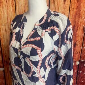 Lilly Pulitzer 100% silk Booze Cruise Elsa nautical blouse sz Small lightweight